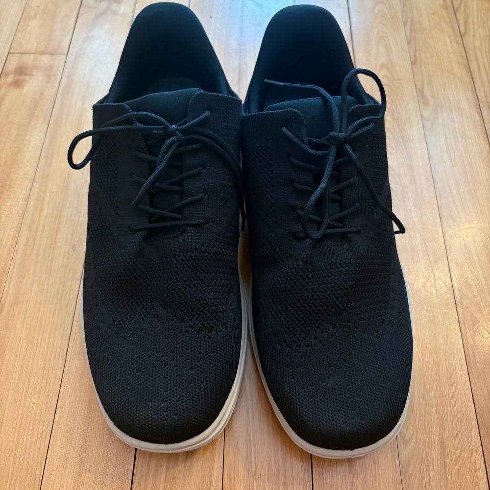 Orthofeet 468 Mens Black Knit Wingtip Oxford Sneakers Extra Wide 4E Size 9